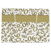 Gelukkig 90ste Willekeurig Nummerpatroon Goud/Wit Large Cadeautasje (Achterkant)