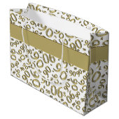 Gelukkig 90ste Willekeurig Nummerpatroon Goud/Wit Large Cadeautasje (Achterkant Gekanteld)