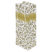 Gelukkig 90ste Willekeurig Nummerpatroon Goud/Wit Wijn Cadeautas (Achterkant Gekanteld)