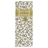 Gelukkig 90ste Willekeurig Nummerpatroon Goud/Wit Wijn Cadeautas (Voorkant)