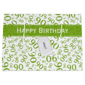 Gelukkig 90ste Willekeurig Nummerpatroon Groen/Wit Groot Cadeauzakje (Voorkant)