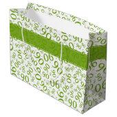 Gelukkig 90ste Willekeurig Nummerpatroon Groen/Wit Groot Cadeauzakje (Achterkant Gekanteld)