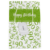 Gelukkig 90ste Willekeurig Nummerpatroon Groen/Wit Medium Cadeauzakje (Voorkant)