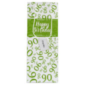 Gelukkig 90ste Willekeurig Nummerpatroon Groen/Wit Wijn Cadeautas (Voorkant)
