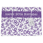 Gelukkig 90ste Willekeurig Nummerpatroon Paarse/Wi Groot Cadeauzakje (Voorkant)