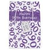 Gelukkig 90ste Willekeurig Nummerpatroon Paarse/Wi Medium Cadeauzakje (Voorkant)