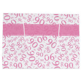Gelukkig 90ste Willekeurig Nummerpatroon Roze/Wit Groot Cadeauzakje (Achterkant)