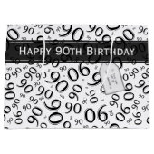 Gelukkig 90ste Willekeurig Nummerpatroon Zwart/Wit Groot Cadeauzakje (Voorkant)
