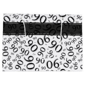 Gelukkig 90ste Willekeurig Nummerpatroon Zwart/Wit Groot Cadeauzakje (Achterkant)