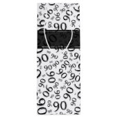 Gelukkig 90ste Willekeurig Nummerpatroon Zwart/Wit Wijn Cadeautas (Achterkant)