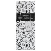 Gelukkig 90ste Willekeurig Nummerpatroon Zwart/Wit Wijn Cadeautas (Voorkant)
