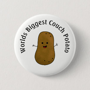 Gelukkig Aardappelwereld Grootste Couch Potato Ronde Button 5,7 Cm