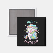 Gelukkig aarde dag shirt schattige aarde met bloem magneet (Voorkant / Achterkant)