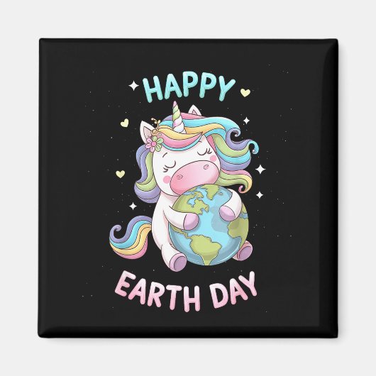 Gelukkig aarde dag shirt schattige aarde met bloem magneet (Voorkant)