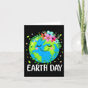 Gelukkig Aardedag Shirt Schattige Aarde Met Bloemr Kaart