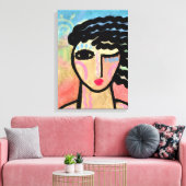 Gelukkig Abstract digitaal portret van een vrouw Canvas Afdruk (Insitu (Woonkamer))