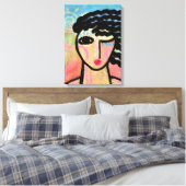 Gelukkig Abstract digitaal portret van een vrouw Canvas Afdruk (Insitu (Slaapkamer))