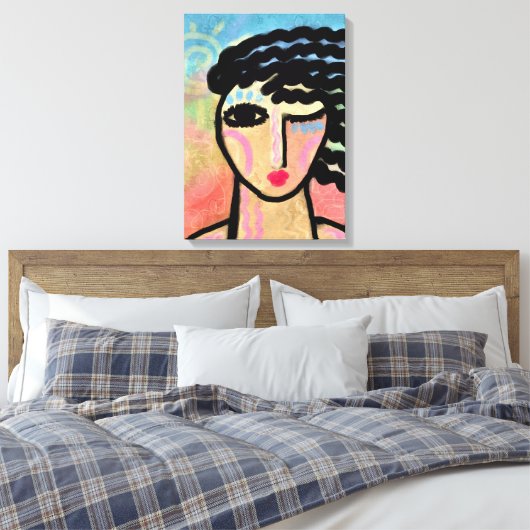 Gelukkig Abstract digitaal portret van een vrouw Canvas Afdruk (Insitu (Slaapkamer))