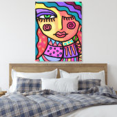Gelukkig Abstract digitaal portret van een vrouw Canvas Afdruk (Insitu (Slaapkamer))