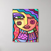 Gelukkig Abstract digitaal portret van een vrouw Canvas Afdruk (Voorkant)