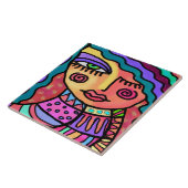 Gelukkig Abstract digitaal portret van een vrouw Tegeltje (Zijkant)