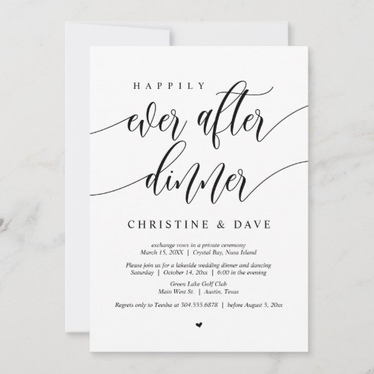 Gelukkig Achteraf Trouwen Diner Dansen Kaart (Voorkant)