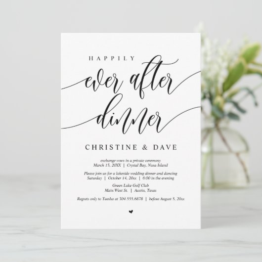 Gelukkig Achteraf Trouwen Diner Dansen Kaart (Staand voorkant)