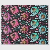 Gelukkig Afrikaans Amerikaans Meisjes Harten Schat Cadeaupapier (Vlak)