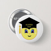 Gelukkig Afstudeer Gezicht Ronde Button 5,7 Cm (Voorkant /achterkant)