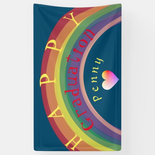"Gelukkig Afstuderen!" Aangepaste regenboogbanner Spandoek (Verticaal)