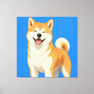 Gelukkig Akita-hond ontwerp Canvas Afdruk