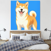 Gelukkig Akita-hond ontwerp Canvas Afdruk (Insitu (Slaapkamer))