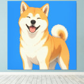 Gelukkig Akita-hond ontwerp Canvas Afdruk (Insitu (Houten vloer))