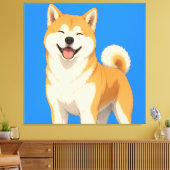 Gelukkig Akita-hond ontwerp Canvas Afdruk (Insitu (Woonkamer))