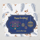 Gelukkig Alles Blauw en Gouden Vakantiekaart Feestdagenkaart (Voorkant / Achterkant)