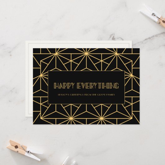 Gelukkig alles  jaren 1920 art deco kerst kaart (Voorkant / Achterkant in situ)