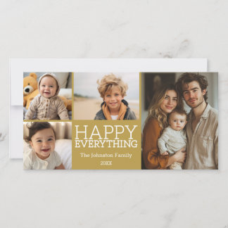 Gelukkig Alles met 4 foto collage - Goud Feestdagenkaart