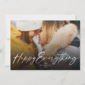 Gelukkig Alles Stijlvol Wit Script Foto Modern Feestdagenkaart (Voorkant)