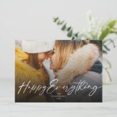 Gelukkig Alles Stijlvol Wit Script Foto Modern Feestdagenkaart (Staand voorkant)