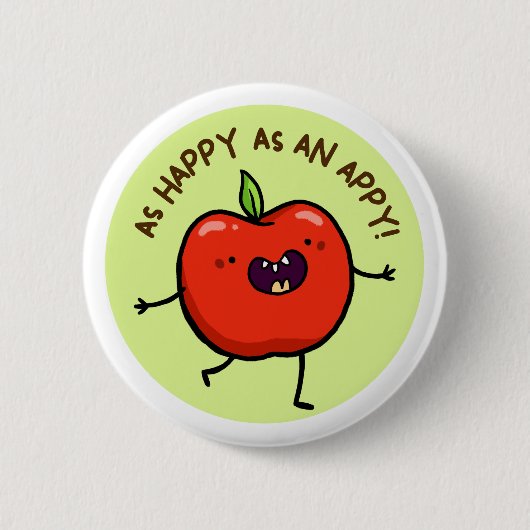 Gelukkig als een appy fruit Button pin (Voorkant)