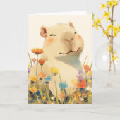 Gelukkig als een capibara kaart (Gele Bloem)