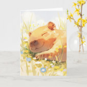 Gelukkig als een Capibara Kaart (Gele Bloem)