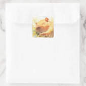 Gelukkig als een Capibara Vierkante Sticker (Tas)