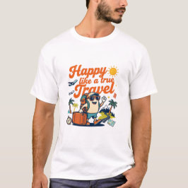 Gelukkig als een echte reiziger avontuur t-shirt