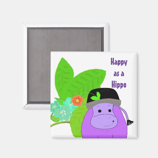 Gelukkig als een Hippo Magneet (Voorkant / Achterkant)