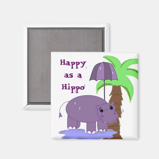 Gelukkig als een Hippo Magneet (Voorkant / Achterkant)