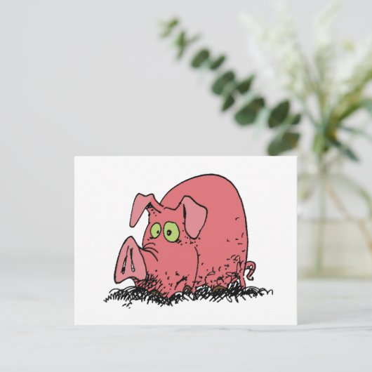 Gelukkig als een varken in de modder briefkaart (Staand voorkant)