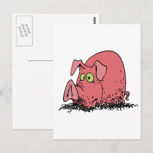 Gelukkig als een varken in de modder briefkaart (Voorkant / Achterkant)