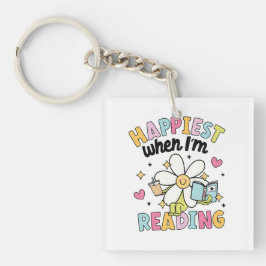 Gelukkig als ik een bloemleesboek lees sleutelhanger