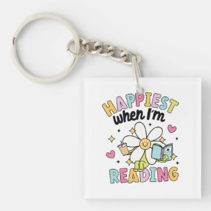 Gelukkig als ik een bloemleesboek lees sleutelhanger